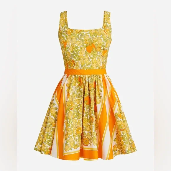 J.Crew: Stefania Dress In Limone Lemon Citrus Scarf Print 10